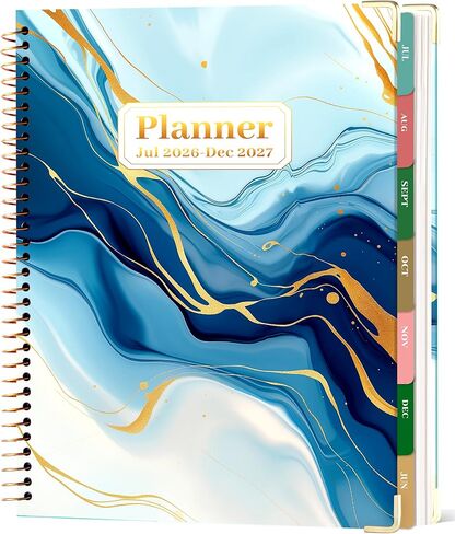 CAGIE Planner 2026-2027, 18 Month Weekly and Monthly Planner, Marble Design Calendar with Tabs, Jul 2026–Dec 2027, Large 8.5" x 11" A4 Hardcover Spiral Agenda Planner for Home, Work, School and Teacher (Green） in Kuwait