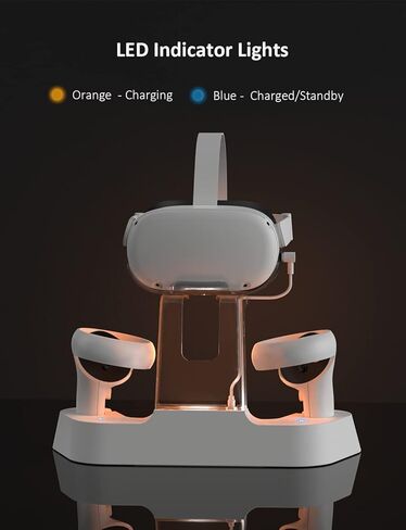 قاعدة شحن NexiGo (الجيل 5) لـ Meta Quest 3، محطة شحن VR مع ضوء LED [تشغيل/إيقاف] لـ Oculus Quest 3، حامل عرض شاحن مع بطاريتين قابلتين للشحن، كابل USB-C، أبيض in Kuwait