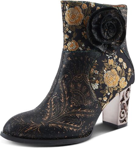Spring Step L'Artiste Monet Women's Floral Embroidered Bootie - Artful Elegance, Decorative Accents, Artistic Ankle Boots in Saudi Arabia