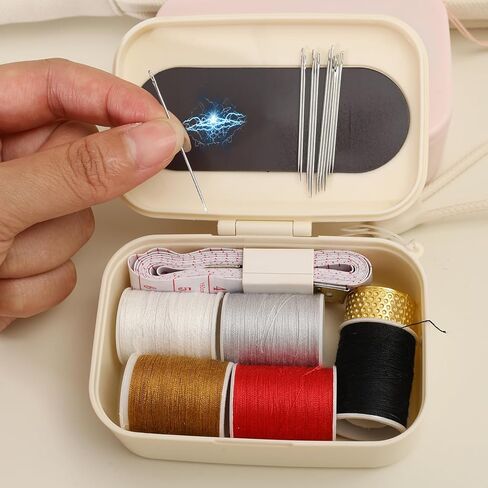 19Pcs/Set Magnetic Sewing Needle Tool Set Portable Embroidery Needle Case DIY Sewing Tool Accessories,9 * 6 * 3.5cm (Pink) in Saudi Arabia