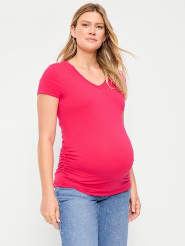 Old Navy Maternity V-Neck T-Shirt - Bright Scarlet in Saudi Arabia