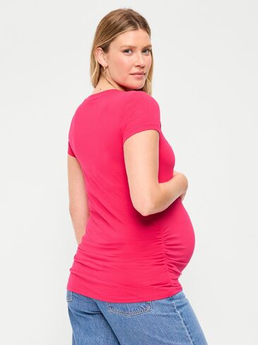 Old Navy Maternity V-Neck T-Shirt - Bright Scarlet in Saudi Arabia