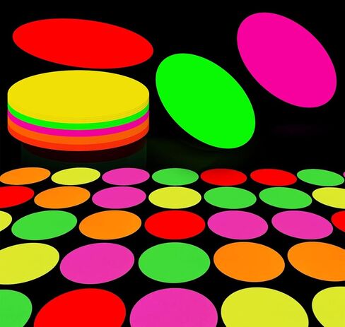 Whaline 30Pcs Neon Colored Round Stickers 8 Inch Glow in The Dark Self-Adhesive Decals for Birthday Wedding Dance Floor Party Decor DIY Crafts Supplies in Saudi Arabia