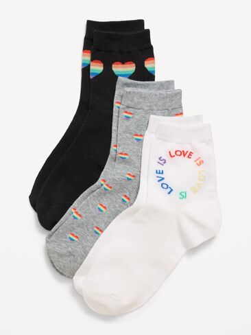 جوارب Old Navy Novelty Quarter Crew مكونة من 3 قطع للنساء - قوس قزح in Kuwait