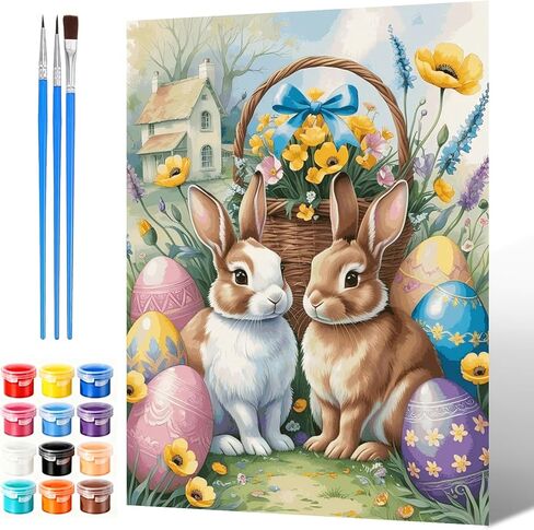 GHHKUD Cross Paint by Numbers Kits for Adults with Frame, DIY Paint by Colors Adults Kids Easter, Framed Painting Numbers on Canvas Gifts for Home Decor 20x30cm in Saudi Arabia