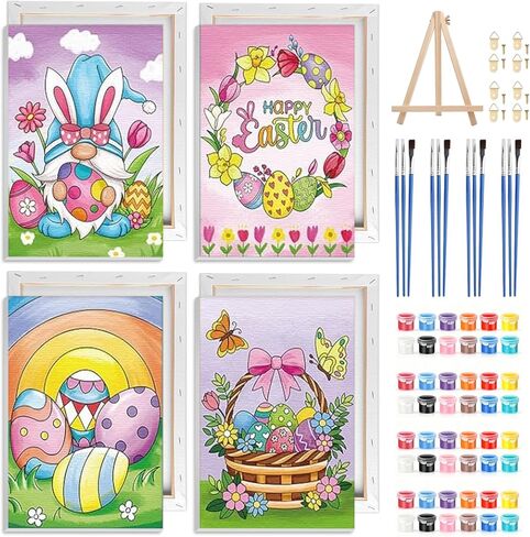 GHHKUD Cross Paint by Numbers Kits for Adults with Frame, DIY Paint by Colors Adults Kids Easter, Framed Painting Numbers on Canvas Gifts for Home Decor 20x30cm in Saudi Arabia