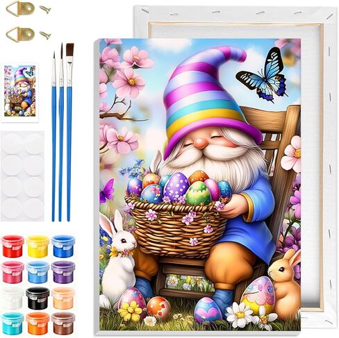 GHHKUD Cross Paint by Numbers Kits for Adults with Frame, DIY Paint by Colors Adults Kids Easter, Framed Painting Numbers on Canvas Gifts for Home Decor 20x30cm in Saudi Arabia