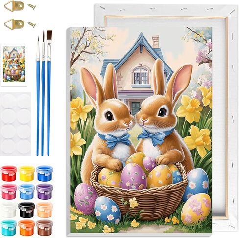 GHHKUD Cross Paint by Numbers Kits for Adults with Frame, DIY Paint by Colors Adults Kids Easter, Framed Painting Numbers on Canvas Gifts for Home Decor 20x30cm in Saudi Arabia