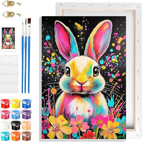 GHHKUD Cross Paint by Numbers Kits for Adults with Frame, DIY Paint by Colors Adults Kids Easter, Framed Painting Numbers on Canvas Gifts for Home Decor 20x30cm in Saudi Arabia