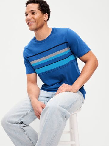 تي شيرت مخطط برقبة دائرية من Old Navy - شطرنج أزرق in Saudi Arabia