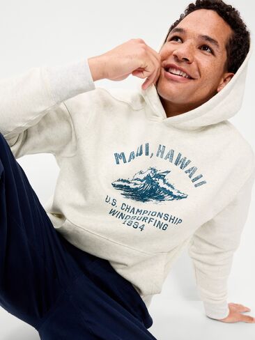 Old Navy Oversized Essential Popover Hoodie - Antique White Heather in Saudi Arabia