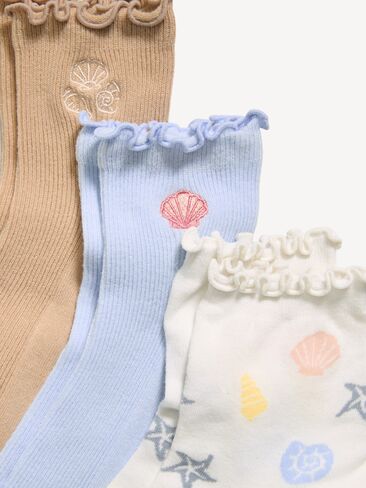 Old Navy Ruffled Crew Sock 3-Pack for Women - Beach Vibes in Saudi Arabia