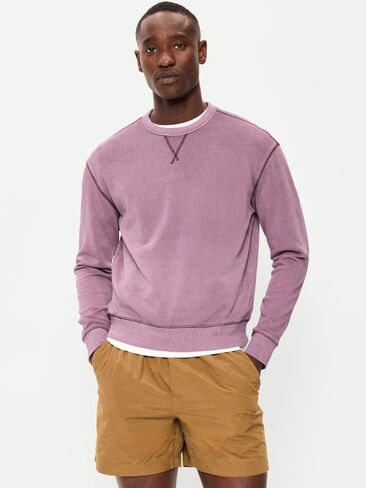 Old Navy Loose Garment-Washed Crew-Neck Sweatshirt - PURPLE BASIL in Saudi Arabia