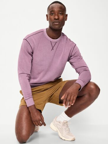 Old Navy Loose Garment-Washed Crew-Neck Sweatshirt - PURPLE BASIL in Saudi Arabia