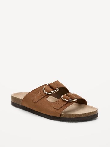 Old Navy Faux-Suede Double-Strap Slide Sandals for Women - Chestnut in Saudi Arabia