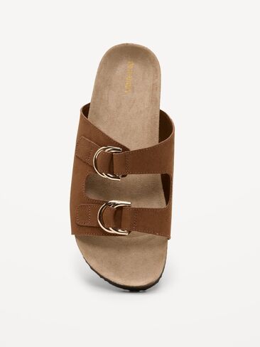 Old Navy Faux-Suede Double-Strap Slide Sandals for Women - Chestnut in Saudi Arabia