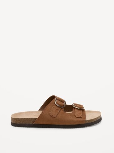 Old Navy Faux-Suede Double-Strap Slide Sandals for Women - Chestnut in Saudi Arabia