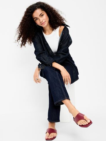 صندل عريض جلد صناعي من Old Navy للنساء - أحمر برسيم in Saudi Arabia
