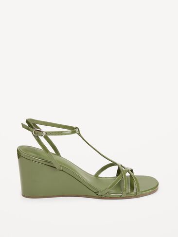 Old Navy T-Strap Wedge Sandals for Women - Green Pimento in Saudi Arabia