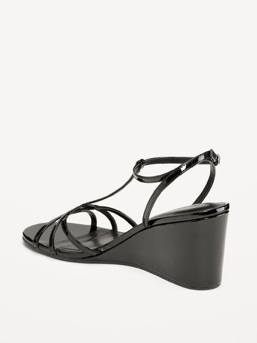 Old Navy T-Strap Wedge Sandals for Women - Black Jack in Saudi Arabia