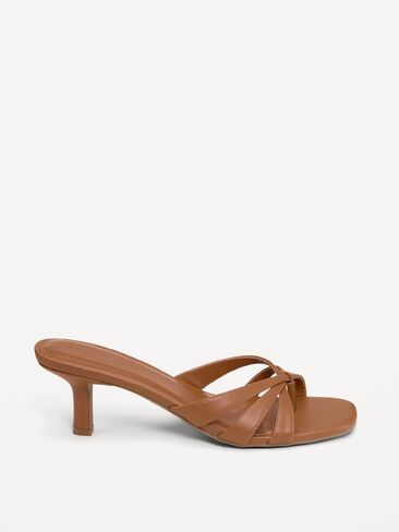 Old Navy Strappy Kitten-Heel Sandals for Women - Cognac Brown in Saudi Arabia