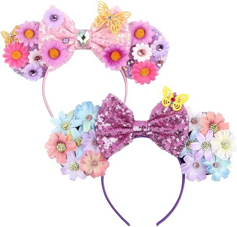 Kiddale Flowers Mouse Ears Headband for Easter Spring Park Trip Halloween Cosplay Decoration in Saudi Arabia