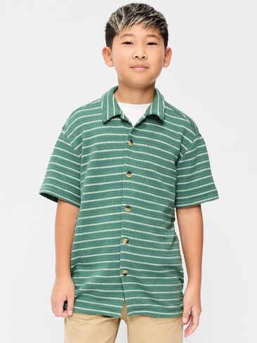 Old Navy Oversized Short-Sleeve Sweater-Knit Shirt for Boys - GREEN FERN in Saudi Arabia