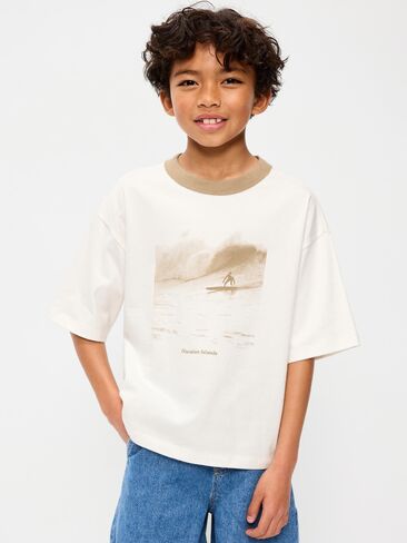 تيشيرت جرافيك مربع بأكمام قصيرة للاولاد من Old Navy - كريمي in Saudi Arabia