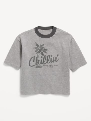 Old Navy Short-Sleeve Boxy Graphic T-Shirt for Boys - Gray in Saudi Arabia