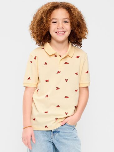 Old Navy Printed Short-Sleeve Pique Polo Shirt for Boys - Lobster in Saudi Arabia