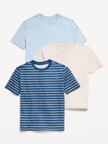 Old Navy Softest Short-Sleeve T-Shirt 3-Pack for Boys - CHAMBRAY/BLUE STRIPE in Saudi Arabia