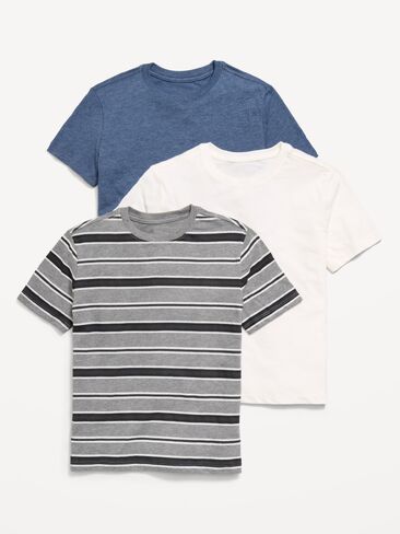 Old Navy Softest Short-Sleeve T-Shirt 3-Pack for Boys - Gray Stripe in Saudi Arabia
