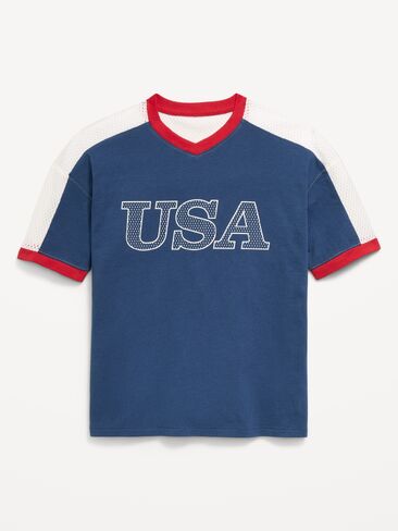 Old Navy Oversized Short-Sleeve Graphic T-Shirt for Boys - Pacific Blue in Saudi Arabia