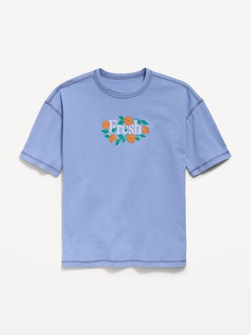 Old Navy Oversized Short-Sleeve Graphic T-Shirt for Boys - Kyanite in Saudi Arabia