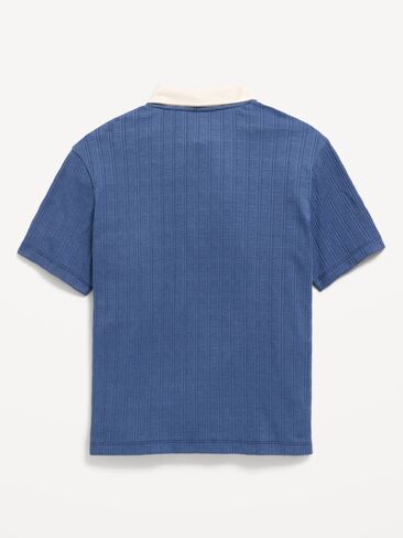 Old Navy Short-Sleeve Quarter-Zip Polo Shirt for Boys - Pacific Blue in Saudi Arabia