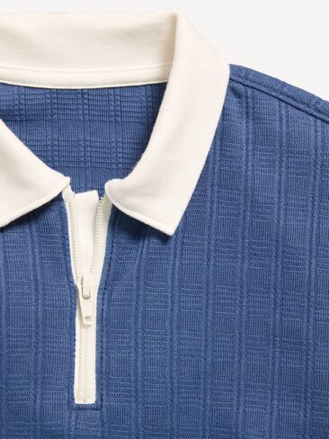 Old Navy Short-Sleeve Quarter-Zip Polo Shirt for Boys - Pacific Blue in Saudi Arabia