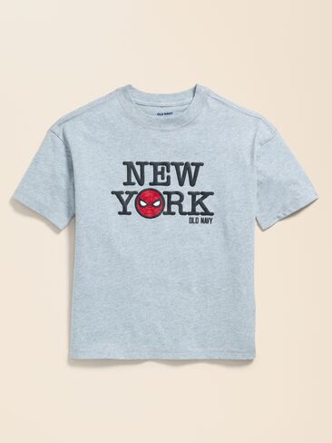 Old Navy Old Navy x Marvel Spider-Man Oversized Graphic T-Shirt for Boys - Heather Gray in Saudi Arabia