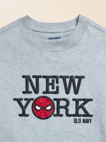 Old Navy Old Navy x Marvel Spider-Man Oversized Graphic T-Shirt for Boys - Heather Gray in Saudi Arabia