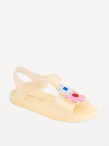 صندل Old Navy Jelly T-Strap للفتيات الصغيرات - متعدد الأزهار in Saudi Arabia