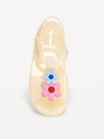 صندل Old Navy Jelly T-Strap للفتيات الصغيرات - متعدد الأزهار in Saudi Arabia