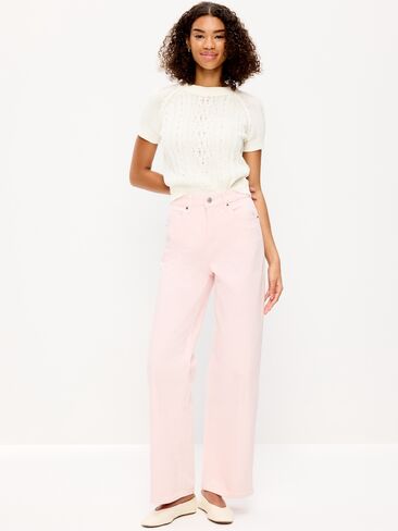 Old Navy Extra High-Waisted Wide-Leg Jeans - Strawberry Ice Cream in Saudi Arabia