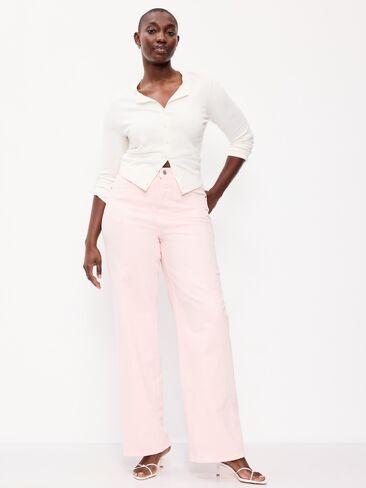 Old Navy Extra High-Waisted Wide-Leg Jeans - Strawberry Ice Cream in Saudi Arabia