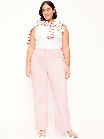 Old Navy Extra High-Waisted Wide-Leg Jeans - Strawberry Ice Cream in Saudi Arabia