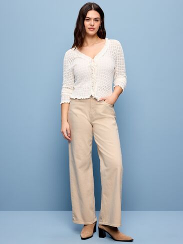 Old Navy Extra High-Waisted Wide-Leg Jeans - Wish Bone in Saudi Arabia