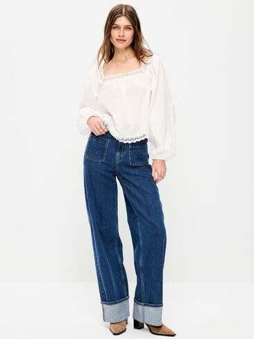 Old Navy Extra High-Waisted Cuffed Wide-Leg Jeans - Marisol in Saudi Arabia