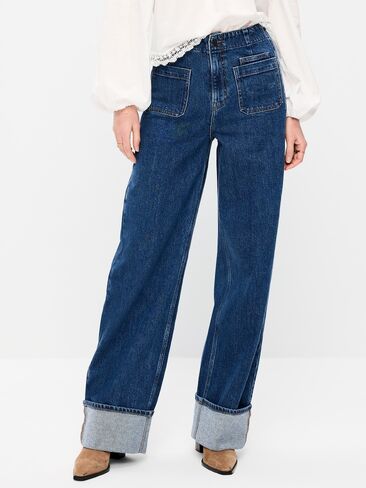 Old Navy Extra High-Waisted Cuffed Wide-Leg Jeans - Marisol in Saudi Arabia