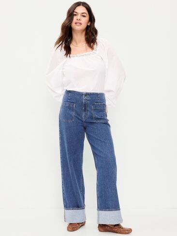 Old Navy Extra High-Waisted Cuffed Wide-Leg Jeans - Marisol in Saudi Arabia