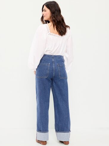 Old Navy Extra High-Waisted Cuffed Wide-Leg Jeans - Marisol in Saudi Arabia