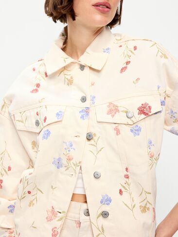 سترة جينز تراكر كبيرة الحجم بطبعة زهور من Old Navy - ECRU 866 in Saudi Arabia