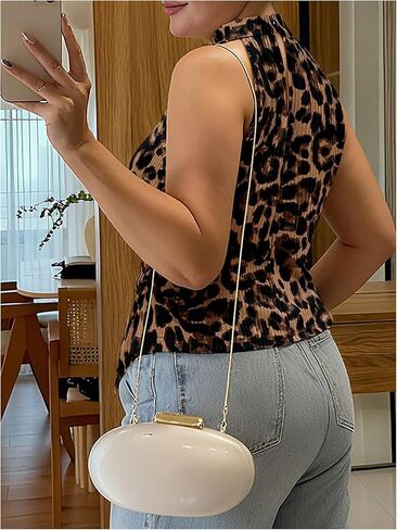 SweatyRocks Women's Plus Size Leopard Mock Neck Halter Tops Ruched Asymmetrical Y2k Tank Top in Saudi Arabia